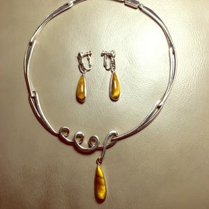 VINTAGE TAXCO STERLING NECKLACE W/ EARRINGS